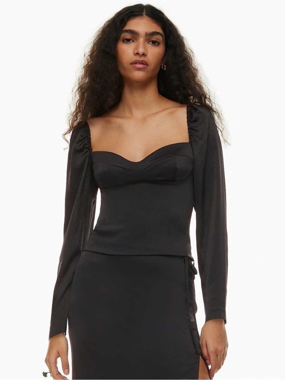 Aritzia Wilfred New Novella Satin Blouse in Black Size S